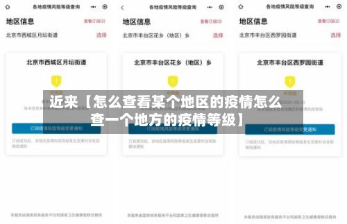 近来【怎么查看某个地区的疫情怎么查一个地方的疫情等级】