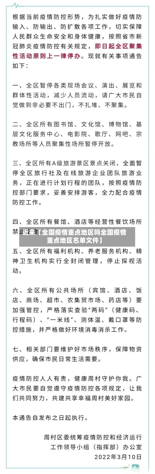 近来【全国疫情重点地区吗全国疫情重点地区名单文件】-第1张图片
