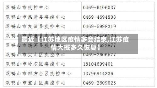 最近【江苏地区疫情多会结束,江苏疫情大概多久恢复】-第3张图片