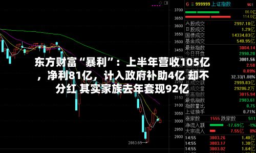 东方财富“暴利	”：上半年营收105亿，净利81亿，计入政府补助4亿 却不分红 其实家族去年套现92亿-第1张图片