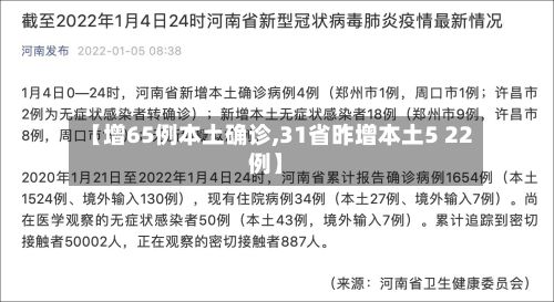 【增65例本土确诊,31省昨增本土5 22例】